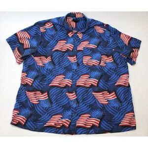 Canyon Ridge Shirt Men's 5XL Hawaiian Button Up Short Sleeve American Flags